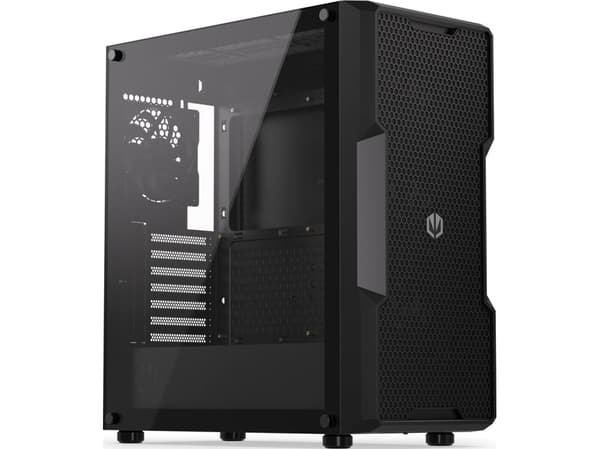 Endorfy Regnum 400 Air - PC-etui - ATX - sidepanel med vindu (herdet glass) - ingen strømforsyning (ATX) - svart - USB/lyd