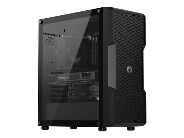 Endorfy Regnum 400 Air - PC-etui - ATX - sidepanel med vindu (herdet glass) - ingen strømforsyning (ATX) - svart - USB/lyd Sort