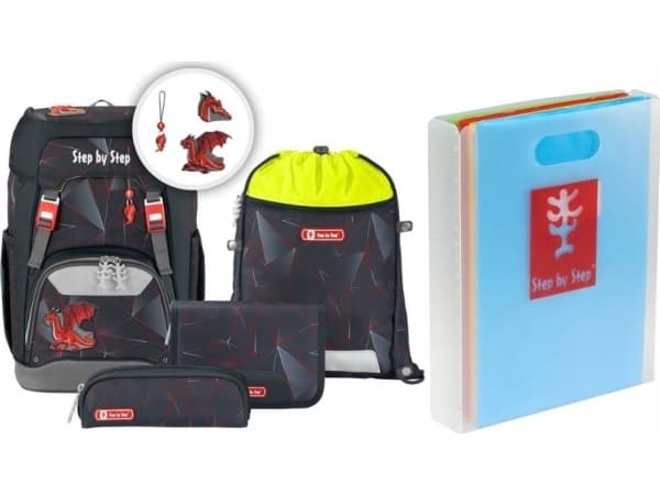 Trinn for Trinn STEG FOR STEG SKOLERYGGSEKK GRADESETT 5 DELER. "DRAGON DRAKO"