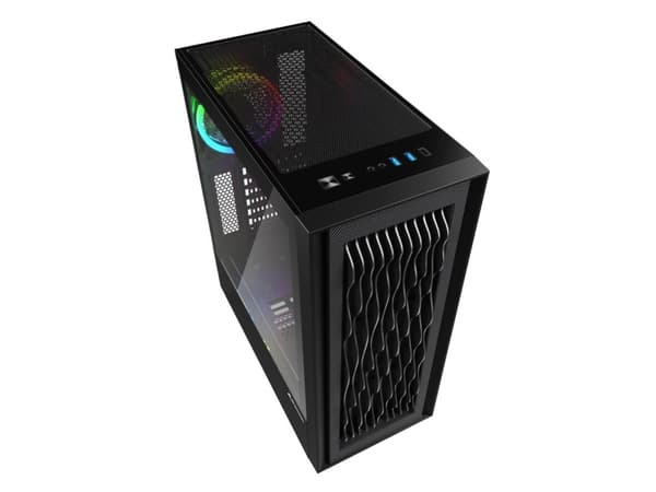 Sharkoon RGB Wave - Tower - ATX - genomskinlig sidopanel (härdat glas) - ingen strömförsörjning - USB/ljud