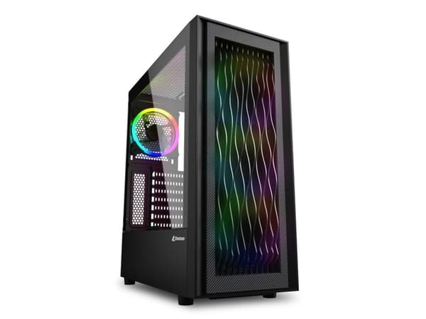 Sharkoon RGB Wave - Tower - ATX - genomskinlig sidopanel (härdat glas) - ingen strömförsörjning - USB/ljud