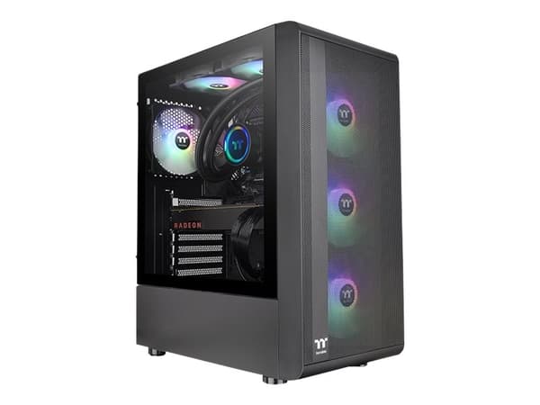 Thermaltake S Series S200 TG ARGB - Mid tower - ATX - genomskinlig sidopanel (härdat glas) - ingen strömförsörjning (PS/2) - svart - USB/ljud Svart