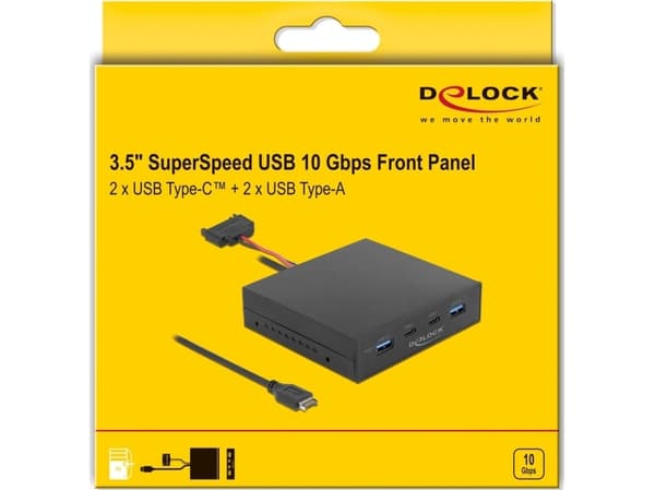 DeLOCK 64057, SATA, USB 3.2 Gen 2 (3.1 Gen 2), USB Type-C, Mies, Full-height / Full-length, SATA 15-pinninen, Musta