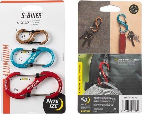 NiteIze Karabinersett med lås Nite Ize S-binger S ALU 3PK