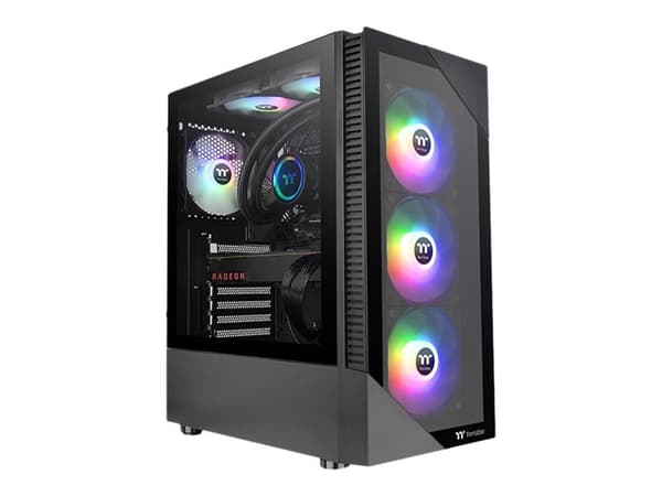 Thermaltake View 200 TG ARGB - Mid tower - ATX - sidepanel med vindu (herdet glass) - ingen strømforsyning (PS/2) - svart - USB/lyd Sort