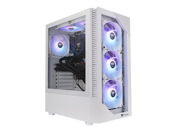 Thermaltake View 200 TG Snow ARGB - Mid tower - ATX - genomskinlig sidopanel (härdat glas) - ingen strömförsörjning (ATX) - vit - USB/ljud Vit