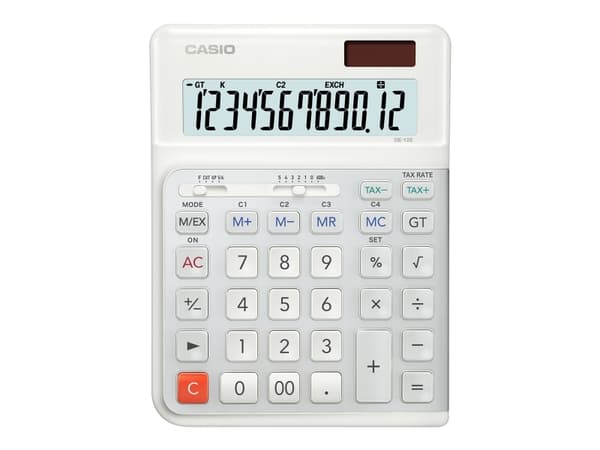 Casio - Skrivebordskalkulator - 12 sifre - batteri