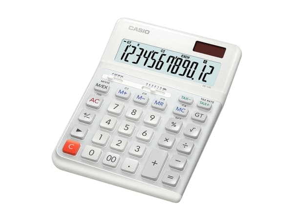 Casio - Skrivbordskalkylator - 12 siffror - batteri Vit