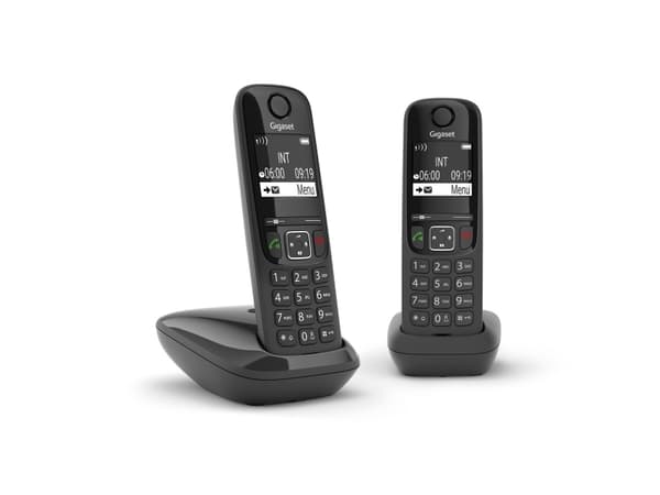 Gigaset AS690 Duo - Trådløs telefon med anrops-ID - ECO DECT\GAP - svart + ekstra håndsett