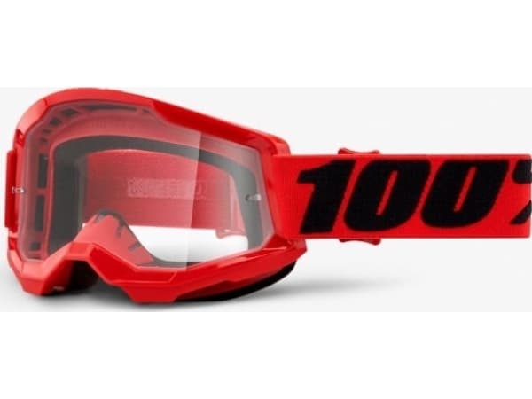 100% Goggles 100% STRATA 2 RED (Transparent Glass Anti-Fog, LT 88% -92%) (NEW)