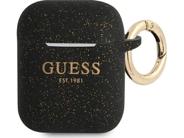 Guess GUA2SGGEK AirPods suojakuori czarny/musta Silikoni Glitteri