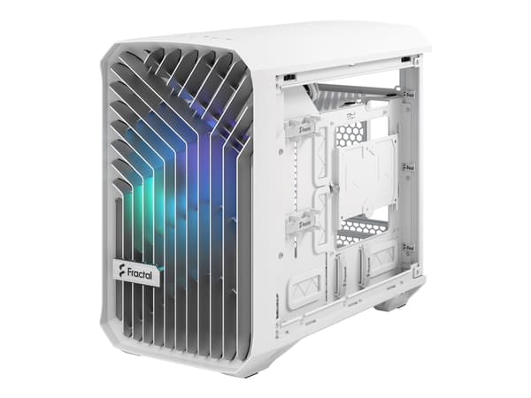 Fractal Design Torrent Nano - Tower - Mini-DTX - genomskinlig sidopanel (härdat glas) - ingen strömförsörjning (ATX) - white RGB clear tint - USB/lju