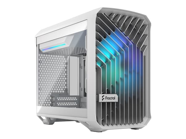 Fractal Design Torrent Nano - Tower - Mini-DTX - genomskinlig sidopanel (härdat glas) - ingen strömförsörjning (ATX) - white RGB clear tint - USB/lju