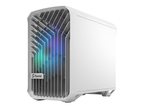 Fractal Design Torrent Nano - Tower - Mini-DTX - genomskinlig sidopanel (härdat glas) - ingen strömförsörjning (ATX) - white RGB clear tint - USB/lju