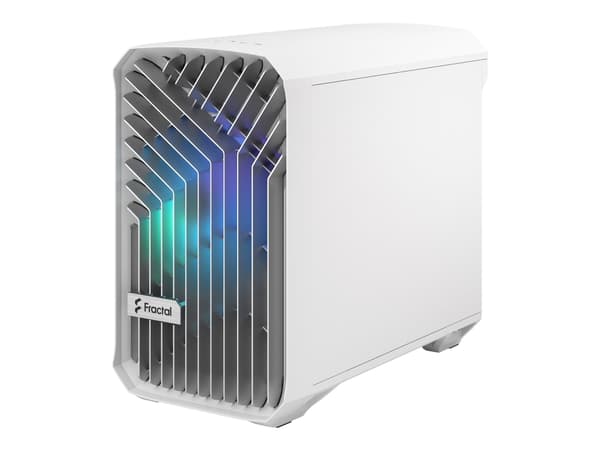 Fractal Design Torrent Nano - Tower - Mini-DTX - sidepanel med vindu (herdet glass) - ingen strømforsyning (ATX) - white RGB clear tint - USB/lyd Hvit
