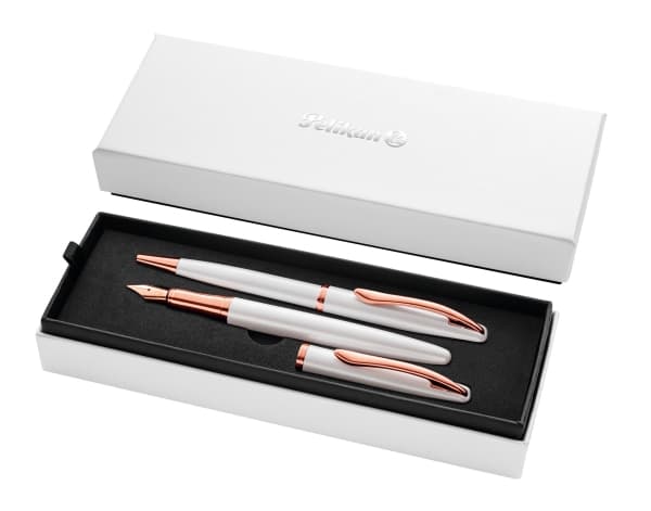 Pelikan Jazz Noble Elegance, Guld, Pärlemorfärgad, Vit, 2 styck, Kulspetspenna + reservoarpenna