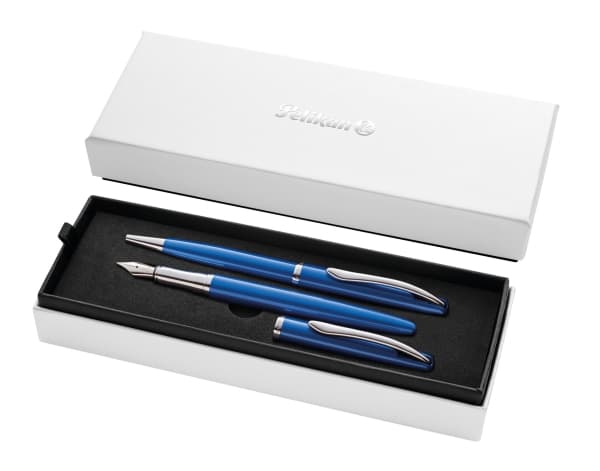 Pelikan Jazz Noble Elegance, Blå, Silver, 2 styck, Kulspetspenna + reservoarpenna