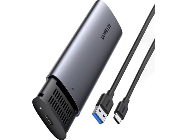 Ugreen 10903, SSD-inkapsling, M.2, Serial ATA III, 5 Gbit/s, USB-anslutning, Svart, Grå