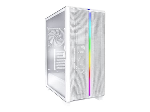 Montech Sky One Lite - Mid tower - ATX - sidepanel med vindu (herdet glass) - ingen strømforsyning (ATX) - frost hvitt - USB/lyd Hvit