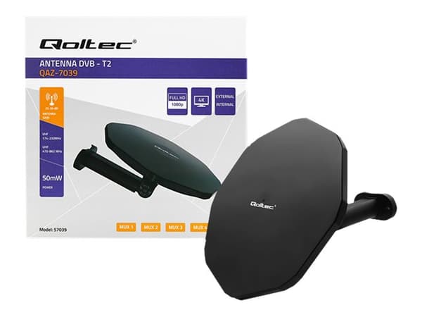 Qoltec - Antenne - TV - 25 - 30 dBi - rundtstrålende - innendørs / utendørs