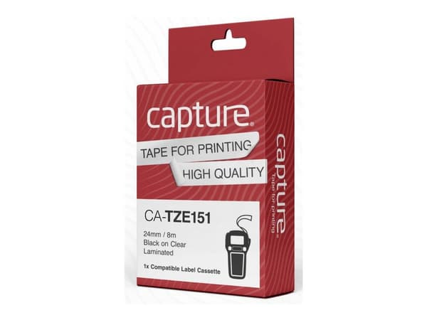 Capture - Nylon - svart på transparent - Rulle ( 2,4 cm x 8 m) 1 kassett(er) hängande låda - bandlaminat (alternativ för: Brother TZE151)
