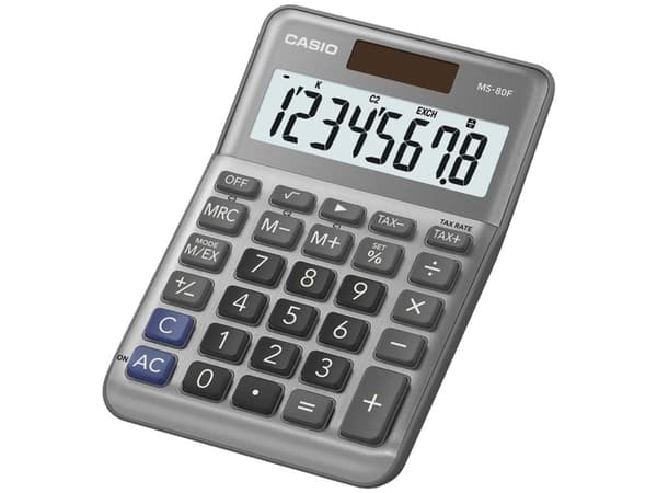 Casio MS-80F, Desktop, Grunnleggende, 8 sifre, Batteri/Solcelle, Grå