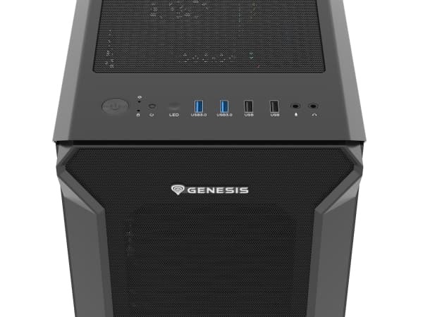 GENESIS Irid 505F, Midi Tower, PC, Svart, ATX, micro ATX, Mini-ITX, Stål, Härdat glas, Spela