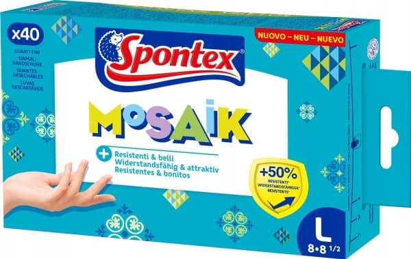 Spontex engångshandskar Mosaic 40-pack storlek 8