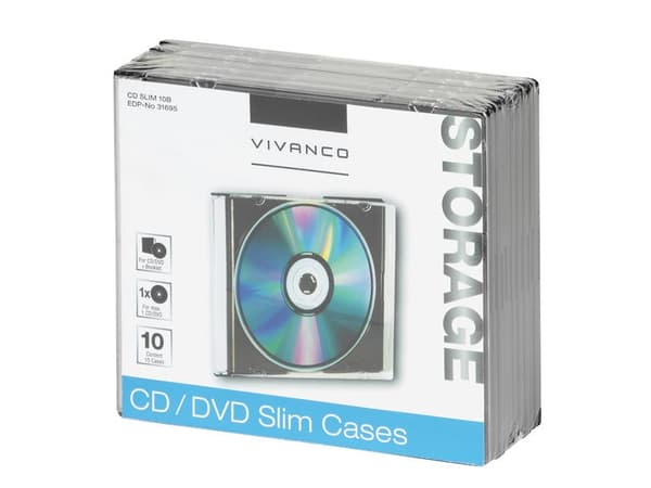 Vivanco 31695, Slimline, 1 disker, Sort, Gjennomsiktig, 124 mm, 142 mm, 55 mm