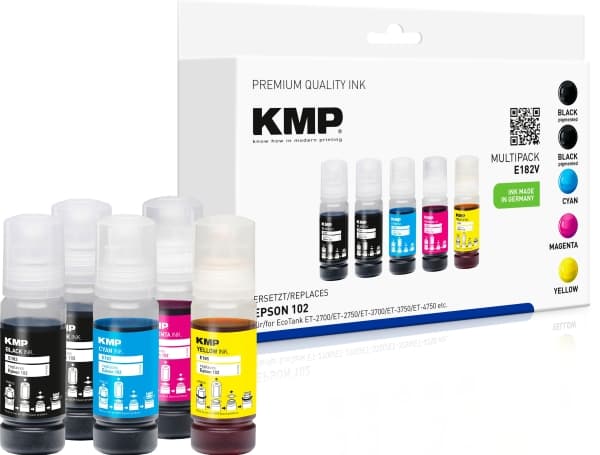 KMP MULTIPACK E182V, 4100 sider, 6000 sider, Sort, Cyan, Fiolblå, Gult, 5 stykker