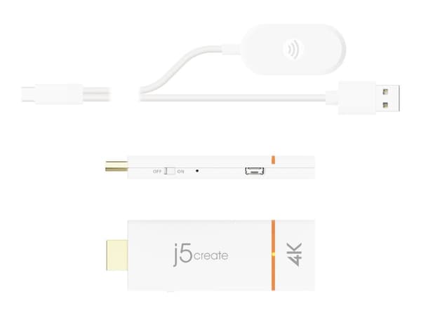 j5create JVAW76-N ScreenCast 4K HDMI™ Wireless Display Adapter, 3840 x 2160 pikseliä, AV-vastaanotin, 15 m, Langaton, Valkoinen