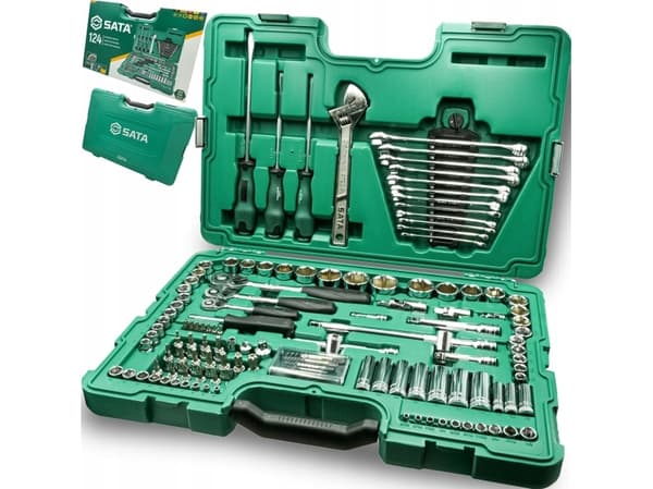 SATA-nycklar 124el 1/4" 3/8" 1/2" CASE