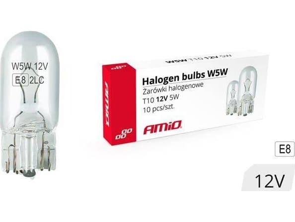 AMiO Halogenlampor W5W T10 5W W2.1x9.5d 12V 10st (E8)