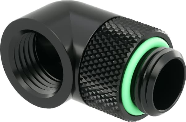 Barrow-adapter 90 grader G1/4 tommer hann til G1/4 tommer hunn - roterbar, svart