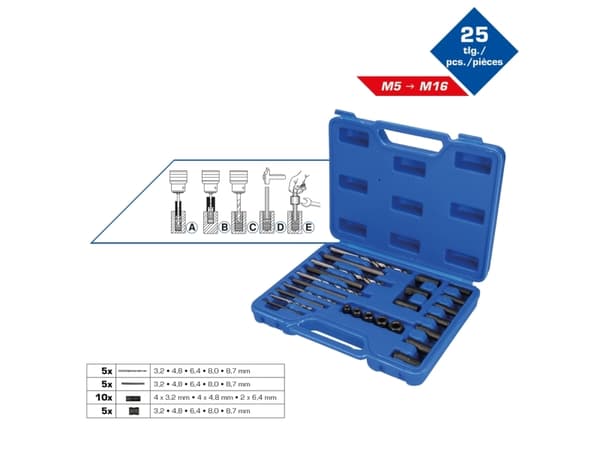 KS TOOLS Werkzeuge-Maschinen GmbH HSS ruuvin ulosvetosarja, 25 kpl (BT541900)