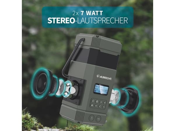 Albrecht DR 114 DAB, Akulla toimiva retkilyhty, Musta, 80 lm, USB C, Akku, USB