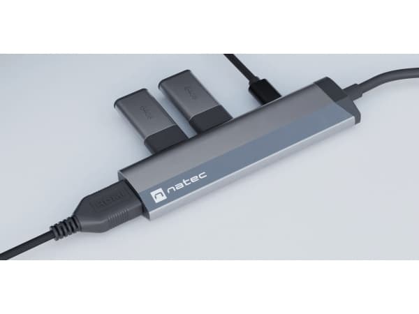 NATEC Fowler Slim, Kabel, USB 3.2 Gen 1 (3.1 Gen 1) Type-C, Svart, Krom, 5 Gbit/s, Akrylnitrilbutadienstyren (ABS), Gjuten aluminium, USB