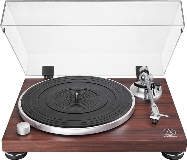 Audio-Technica AT-LPW50BTRW, Hihnakäyttöinen levysoitin, Ohje, Ruskea, Alumiini, 33 1/3,45 RPM, 60 dB