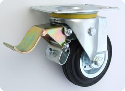 Zabi 80mm metalli-kumipyörä kääntyvässä pyörässä 6H jarrulla (KL080 SKR HA)