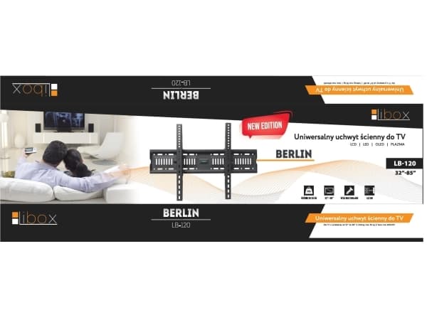 libox BERLIN - Konsol - för LCD-TV - stål - svart - skärmstorlek: 37"-70" - monteringsgränssnitt: 600 x 400 mm - väggmonterbar