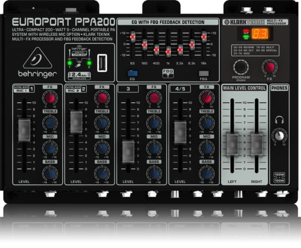 Behringer PPA200, 200 W, Sort, Ledning & Trådløs, AC, 100-240 V, 2,54 cm (1")