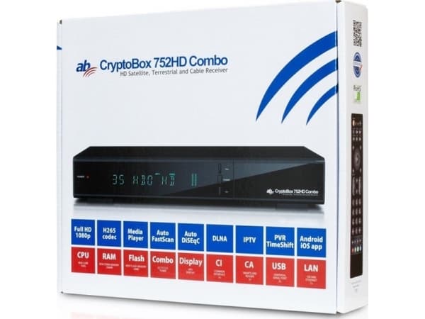 Ab Com AB CryptoBox satelliitti- ja maanpäällinen vastaanotin 752HD Combo DVB-T2/S2/C H.265 HEVC