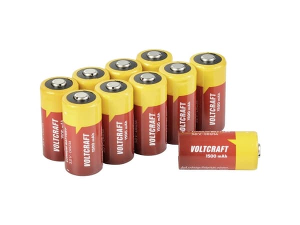 VOLTCRAFT CR123A 10kpl CR-123A valokuvausparisto Lithium 1500 mAh 3 V 10 kpl