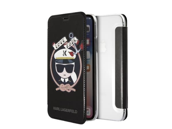 Apple iPhone X / XS Karl Lagerfeld-deksel Signature Glitter Black