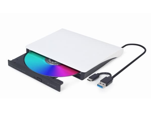Gembird DVD-USB-03-BW, Musta, Valkoinen, Etu, Vaaka, Kiina, DVD±RW, USB Type-C