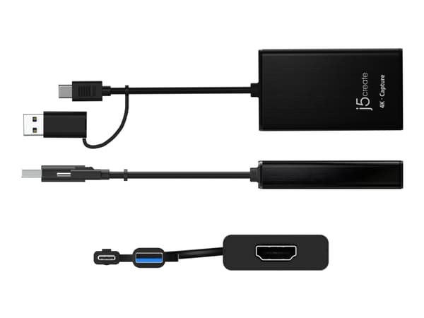 j5create JVA11 - Videofangstadapter - USB 3.2 Gen 1, USB-C 3.2 Gen 1 - svart