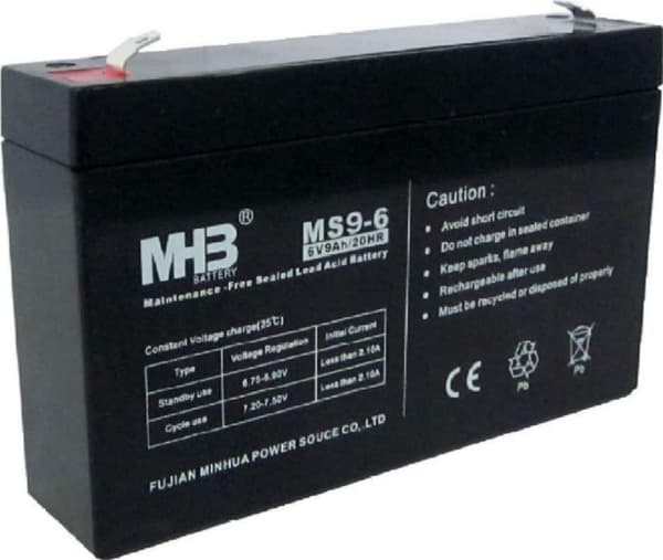 PowerWalker MHB MS9-6, Forseglet blysyre (VRLA), 6 V, 1 stykker, Sort, 9 Ah, 5 år