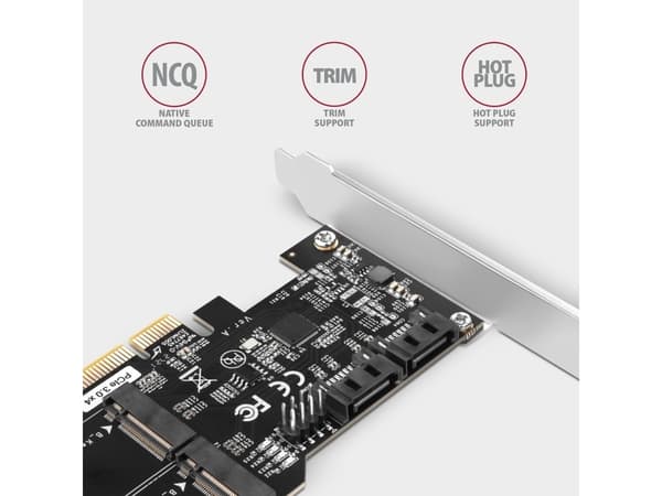 PCES-SA4M2 PCIe-ohjain 2x sisäinen SATA 6G -portti + 2x sisäinen M.2 B-key SATA -portti, SP &amp; LP