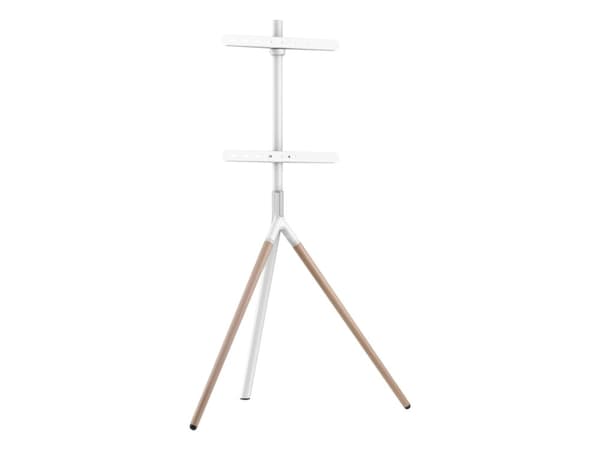 Sinox Tripod TV-lattiajalusta kääntyvällä yläosalla. 45"-65". Vaaleaa puuta/valkoinen