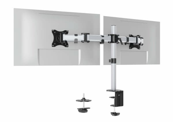 DURABLE SELECT - Monteringssett (leddarm, klemme, søyle, boltefeste) - for 2 LCD-skjermer - plastikk, aluminium, stål - sølv - skjermstørrelse: 13"-2